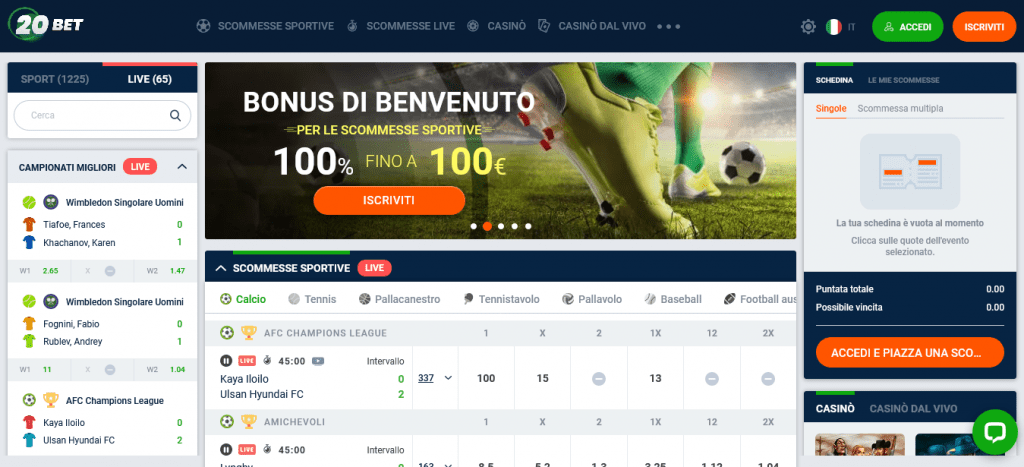 sito 20Bet Scommesse