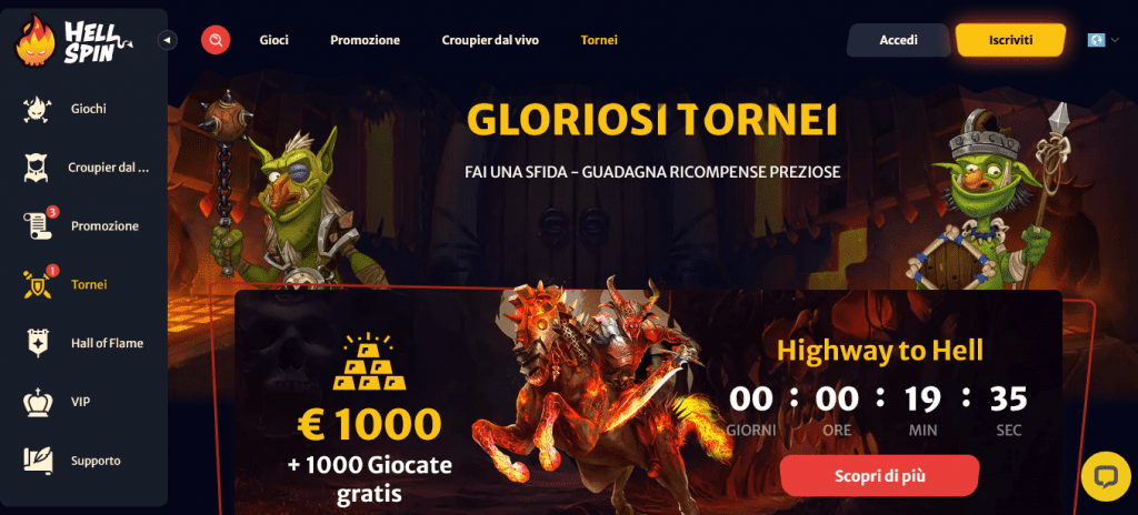 Tornei Hell Spin Casinò