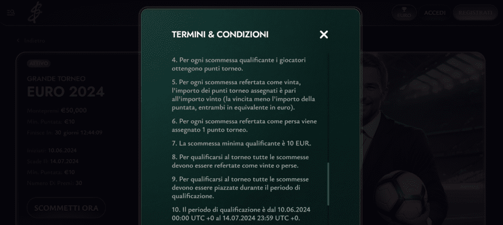 Termini e condizioni Bonus Cashed Scommesse