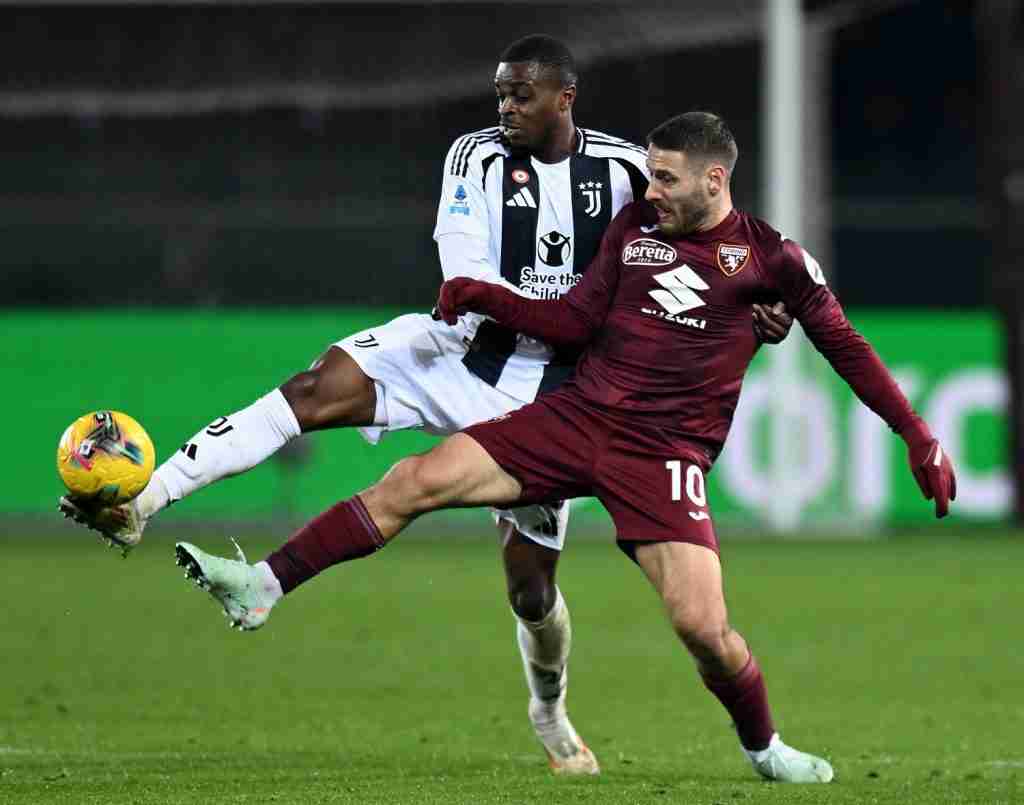 Vlasic e Kalulu durante Torino-Juventus