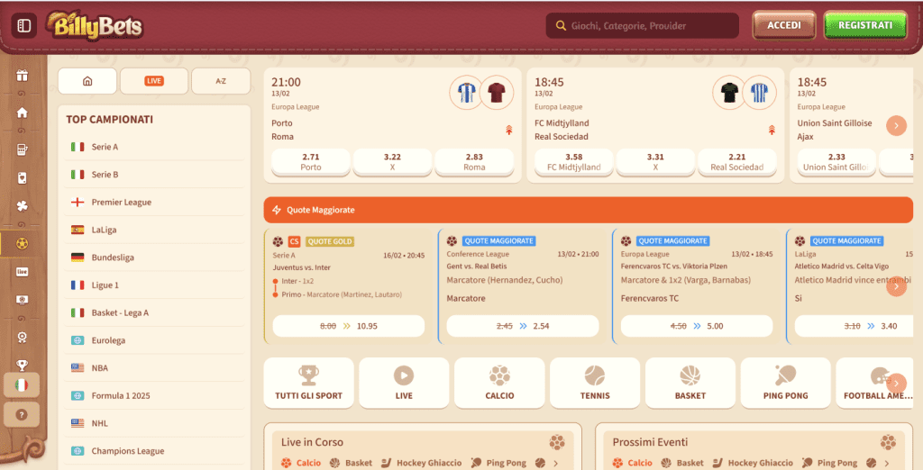 BillyBets Scommesse non AAMS