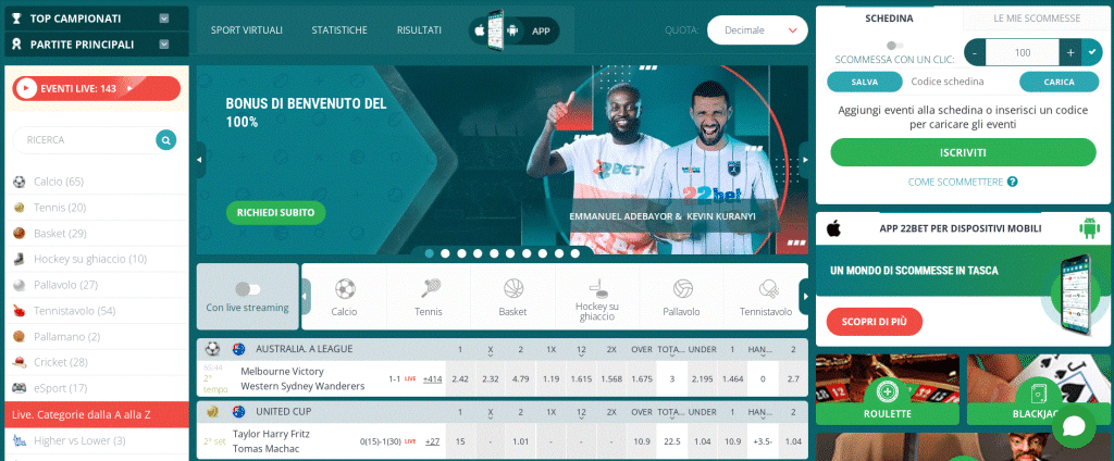 22bet MIGLIORE CASINO NON AAMS