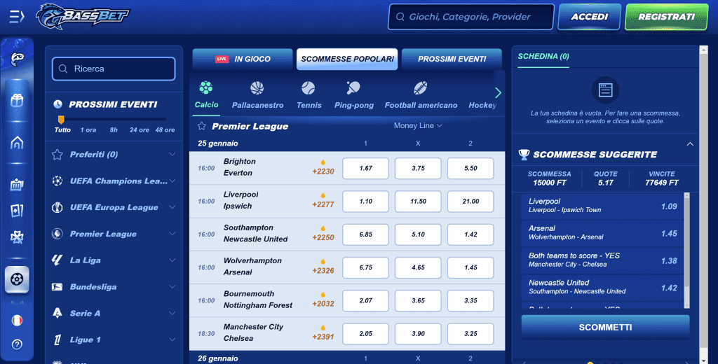Bassbet scommesse non AAMS